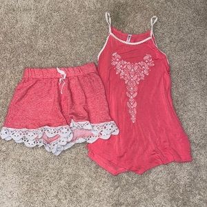 Pink top and short set